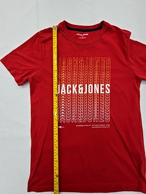 Jack & Jones Red Short Sleeve Men's T-Shirt S Cotton Crew Neck
