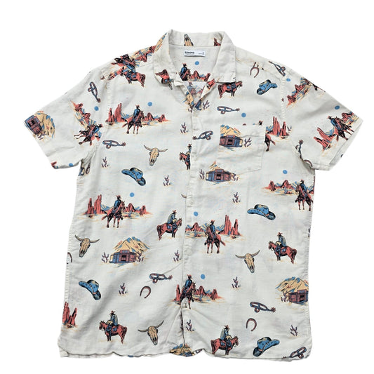 Sonoma Goods For Life Men's Cream Cowboy Print Shirt M