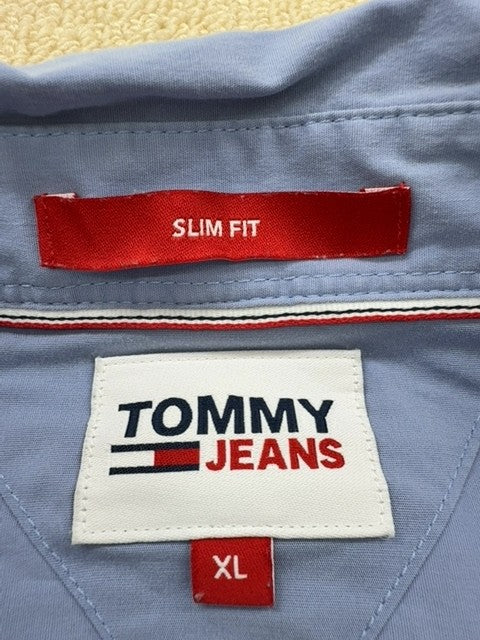 Tommy Jeans Men's XL Light Blue Slim Fit Long Sleeve Button-Down Shirt