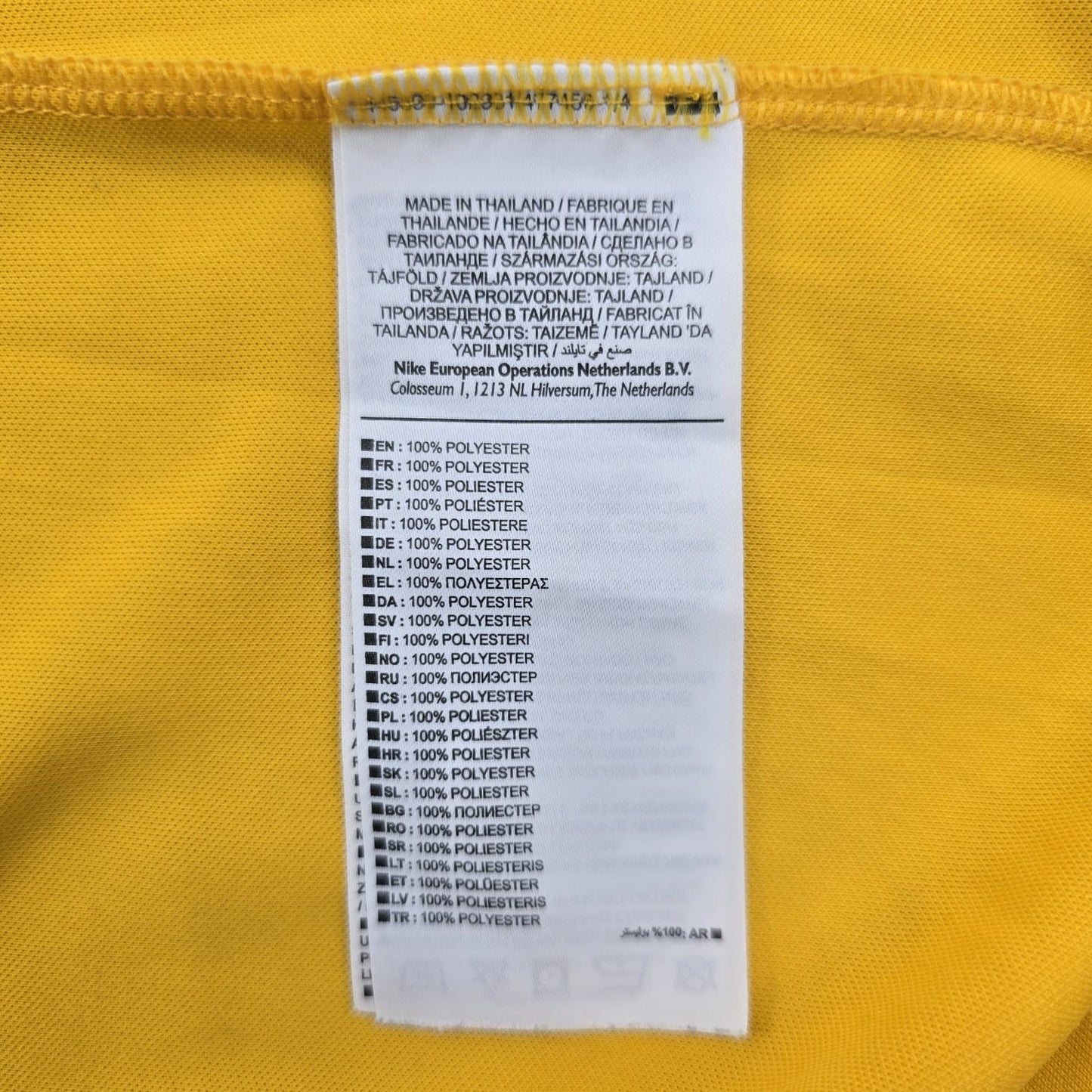Nike Men's Yellow Dri-FIT Soccer Jersey L V-Neck Short Sleeve