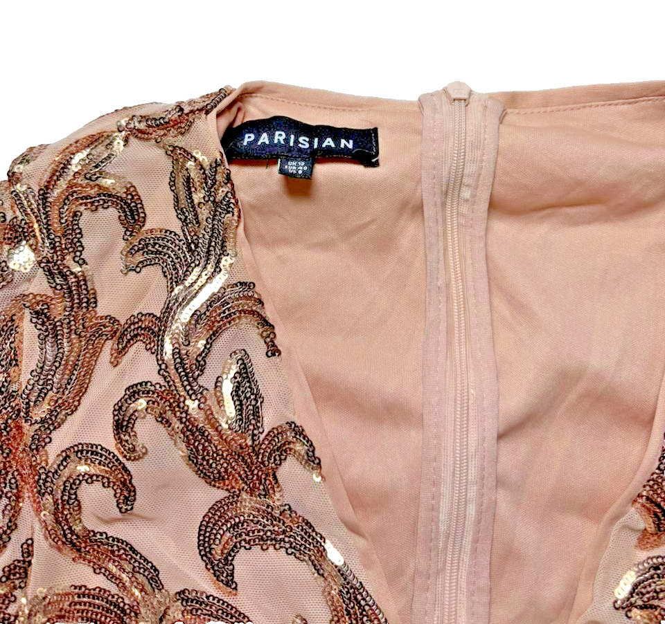 Parisian Rose Gold Sequin Dress - Size 8