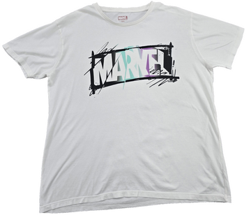 Marvel Graffiti Crew Neck T-Shirt White Cotton Size L