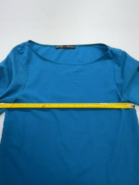 Zara Basic Women's Teal Puff Sleeve Blouse Size S