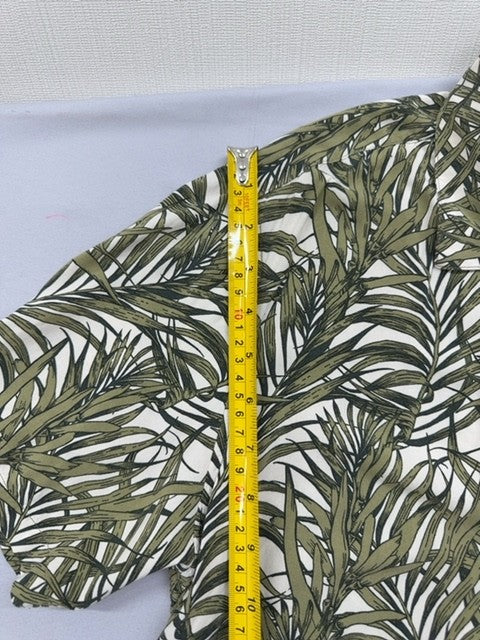 Sonny Bono Men's Green Palm Leaf Print Button-Down Shirt XL Cotton