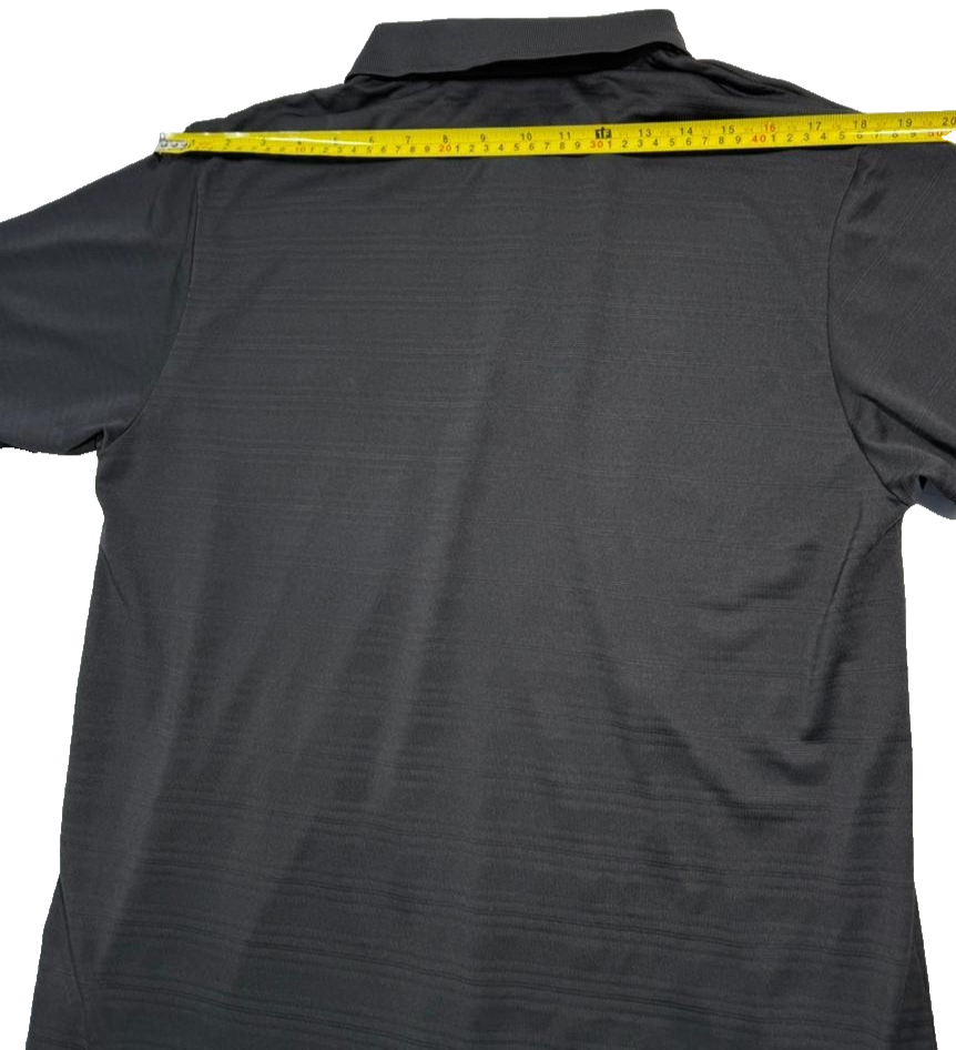 Adidas Men's Black Golf Polo Shirt Climalite Textured Stripe Logo Size L