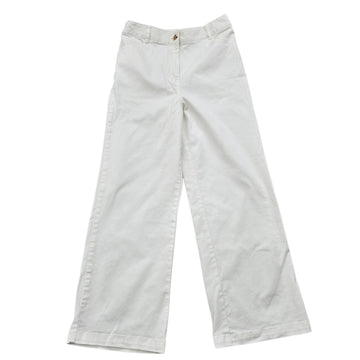 C'est Beau Women White Stretch Cotton Canvas Pants Size 12 UK Straight Leg