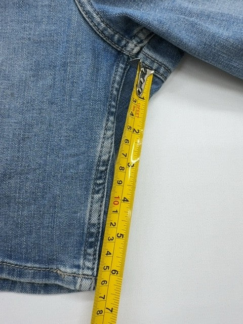 Lee Men's Blue Denim Short Mid Rise Size 14 Regular Fit Logo Patch