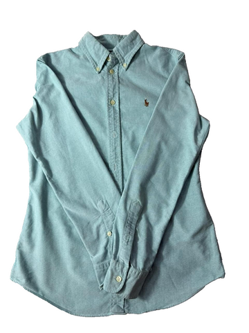 Ralph Lauren Mens Small Custom Fit Blue Oxford Button Down Shirt Long Sleeve
