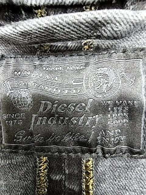 Diesel Men's Black Distressed Moto Denim Jacket Size M