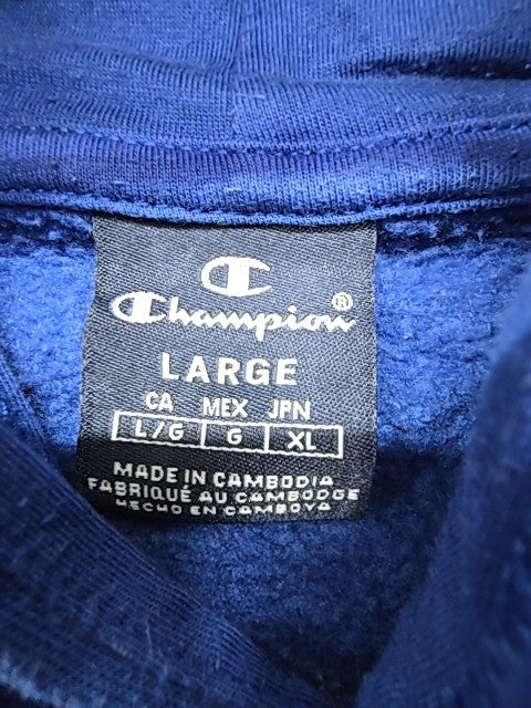 Champion Unisex Blue Pullover Hoodie Size Large Regular