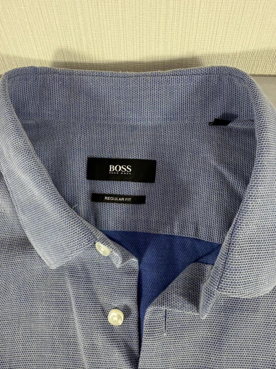 Hugo Boss Men's Button Up Shirt Medium M Blue Long Sleeve Regular Fit
