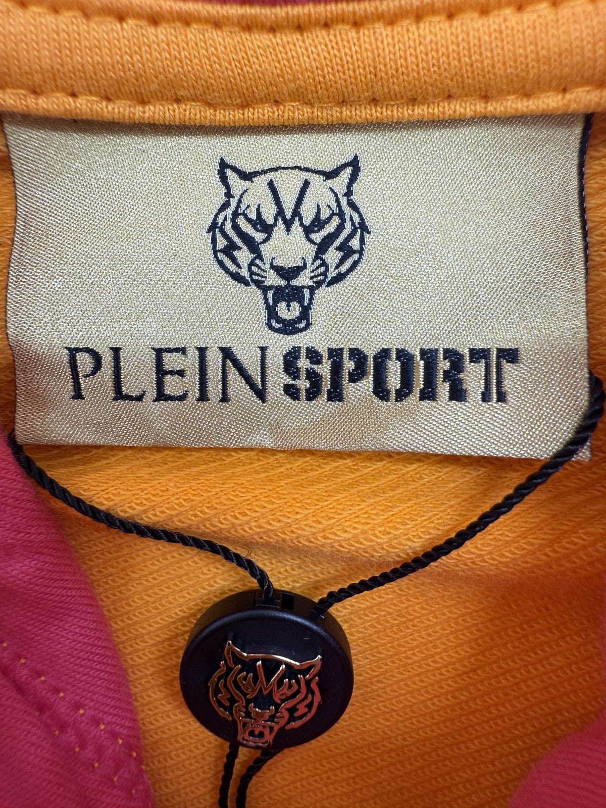 Plein Sport Yellow Sleeveless Hoodie Men's Logo Tiger Print