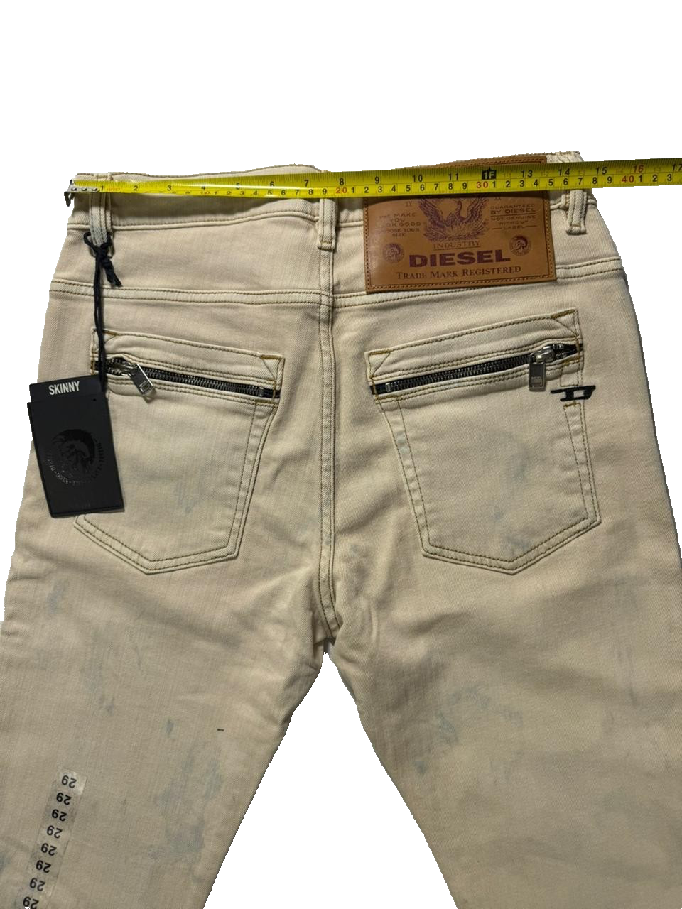 Diesel D-Amny Biker Skinny Jeans Beige Design Denim Pant | Men's | Size 30