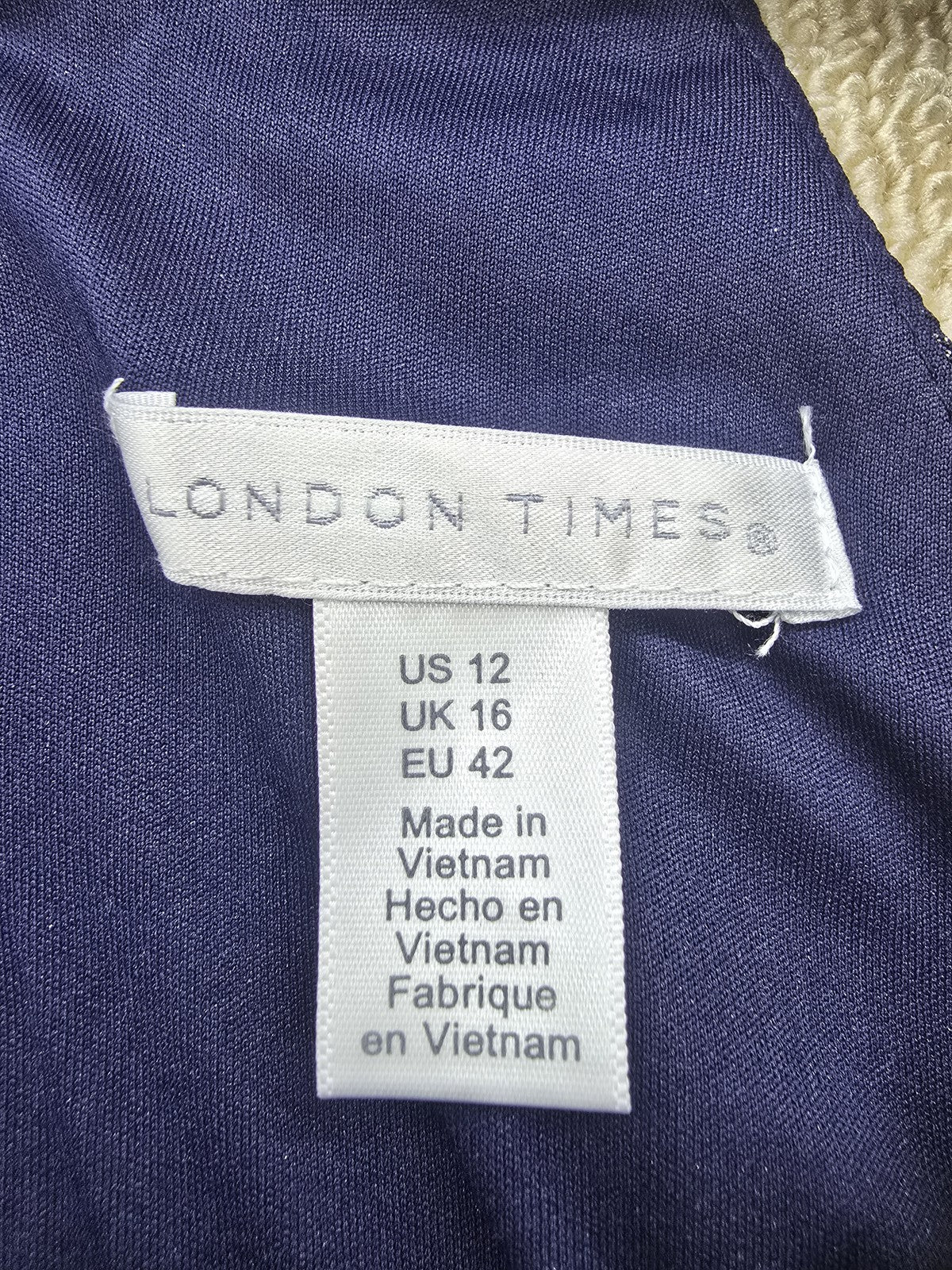 London Times Navy Floral Sleeveless Halter Dress Women's