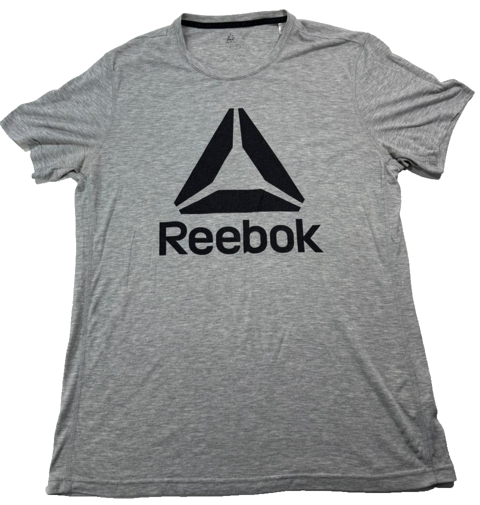 Grey Reebok Graphic Series Men's T-Shirt Made With Sweat-Wicking Fabric - Size M