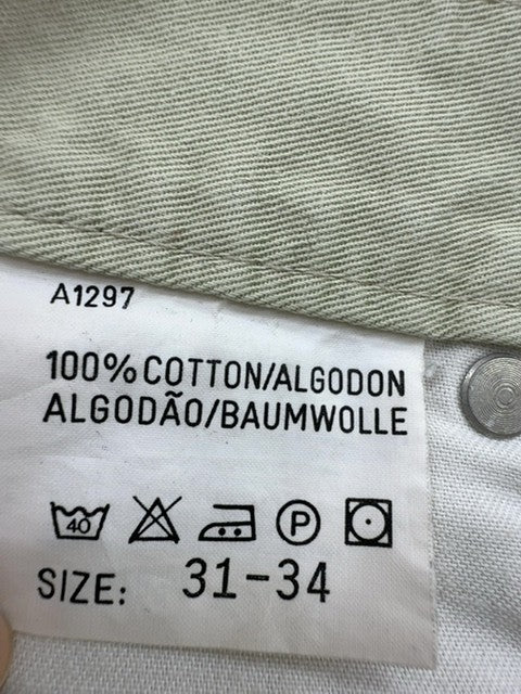 Lee Jeans Khaki Denim Unisex 31-34x34 100% Cotton Button Fly