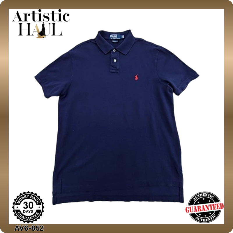 Polo Ralph Lauren Navy Short Sleeve Polo Shirt Men's L Custom Fit