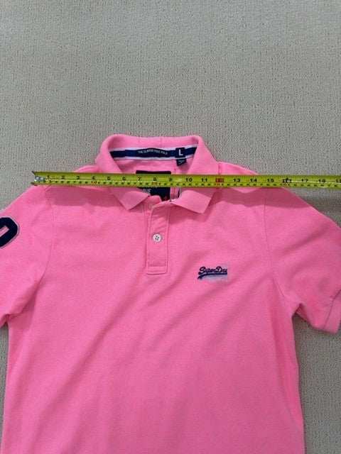 Superdry Men's Pink Classic Pique Polo Shirt Size L