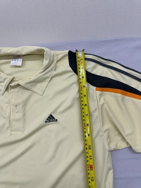 Adidas Men's XL Cream Striped Short Sleeve Polo Shirt