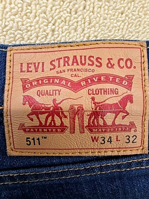 Levi's 511 Men's Slim Fit Dark Wash Jeans 34x32 Stretch