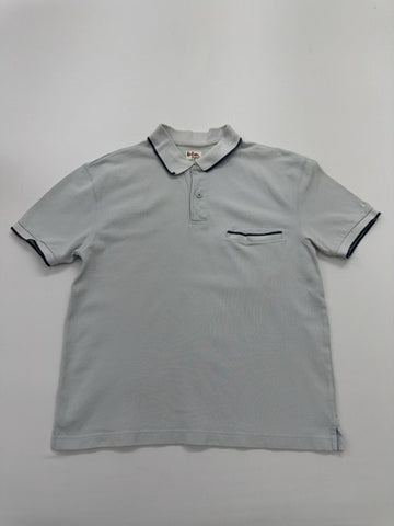 Le Cappe Boys Light Blue Denim Polo Size S Button Front Pocket