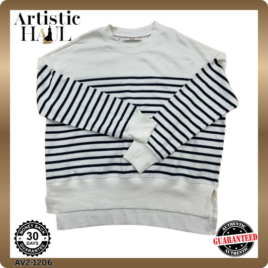 Esprit Striped Sweatshirt Women's L White Navy Crewneck