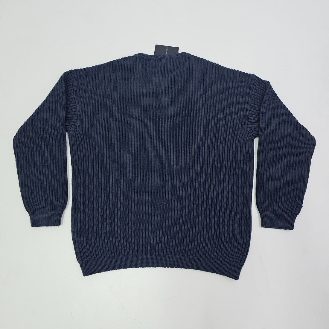 Giorgio Armani Men's Crewneck Jumper Ribbed-Knit Sweater Navy 50 BNWT