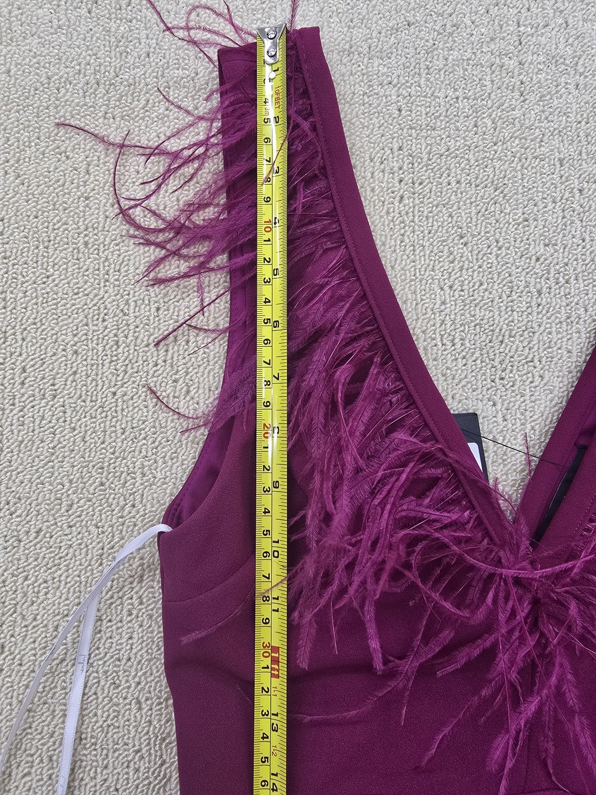 Lulus Plum Purple Feather Trim Sleeveless Maxi Dress S