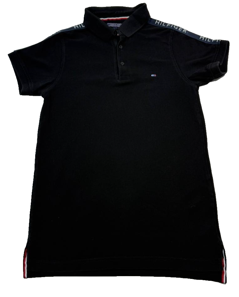 Tommy Hilfiger Regular Fit Signature Collar Polo Shirt In Black - Size S
