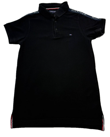Tommy Hilfiger Regular Fit Signature Collar Polo Shirt In Black - Size S