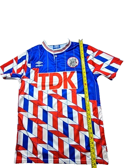 Umbro Blue Red White Geometric Collared Jersey Short Sleeve M