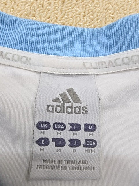 Adidas Men's M White/Light Blue Striped Climacool Soccer Jersey