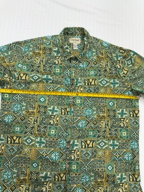 Cooke Street Men's Green Teal Gold Hawaiian XL Vintage