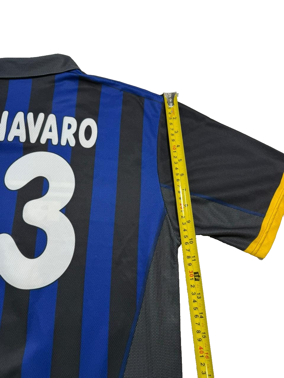 Unisex Inter Milan Cannavaro #13 Blue Black Striped Pirelli Jersey Size XL
