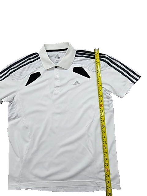Adidas Climacool White Striped Polo Shirt Short Sleeve Fitted Unisex