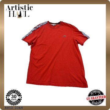 Lacoste Men's Red Short Sleeve T-Shirt Size L US Cotton Logo