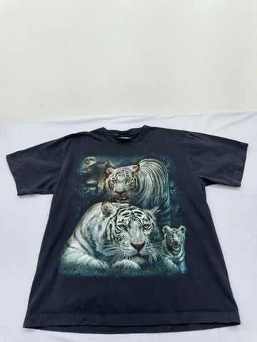 Metal Roller Men's Black Tiger Graphic T-Shirt Size L Vintage