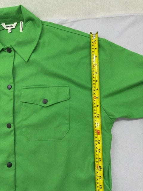 Koton Green Oversized Shirt Jacket EU 42 Snap Button Long Sleeve