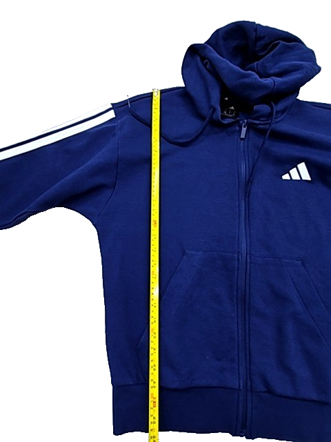 Adidas Men's Navy Zip Up Hoodie Size M Long Sleeve Stripes