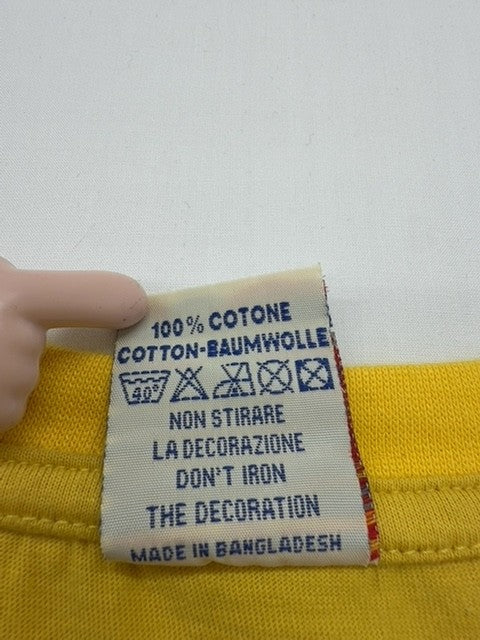 Crispiano Unisex Yellow Graphic T-Shirt Crew Neck Size M Regular Fit