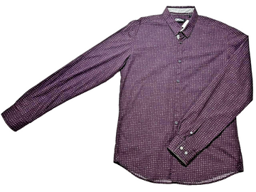 Dkny-Purple Faded Check Formal Shirt For Men Long Sleeve - 100% Cotton - Size M
