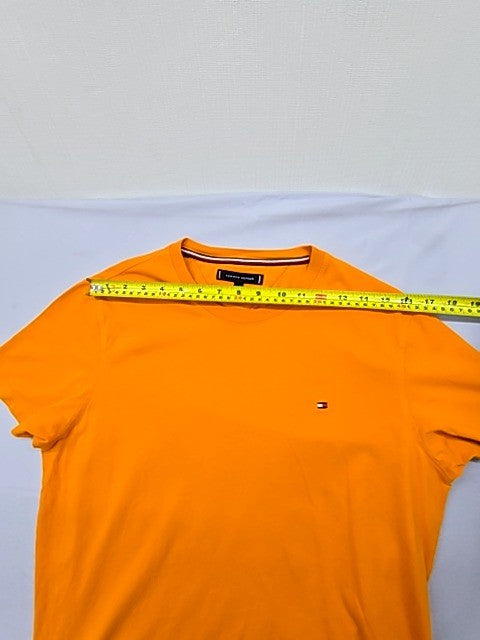 Tommy Hilfiger Men's Orange V-Neck T-Shirt Size L Organic Cotton