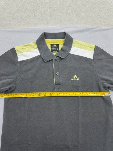 Adidas Men's Grey Striped Polo Shirt Size S Short Sleeve