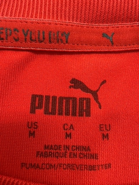Puma Men's Red Short Sleeve T-Shirt Size M Crew Neck Polyester