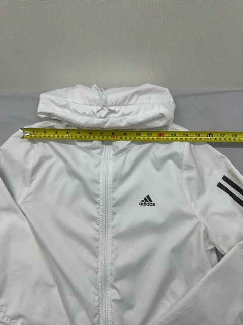 Adidas 3-Stripes White Hooded Zipper Jacket Unisex RN85776