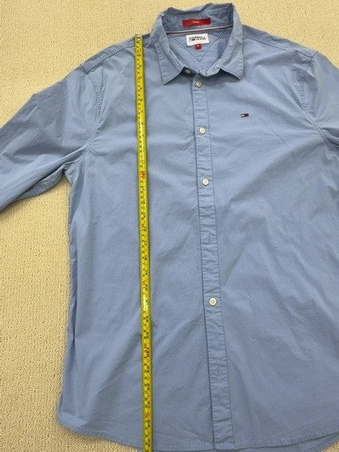 Tommy Jeans Men's XL Light Blue Slim Fit Long Sleeve Button-Down Shirt