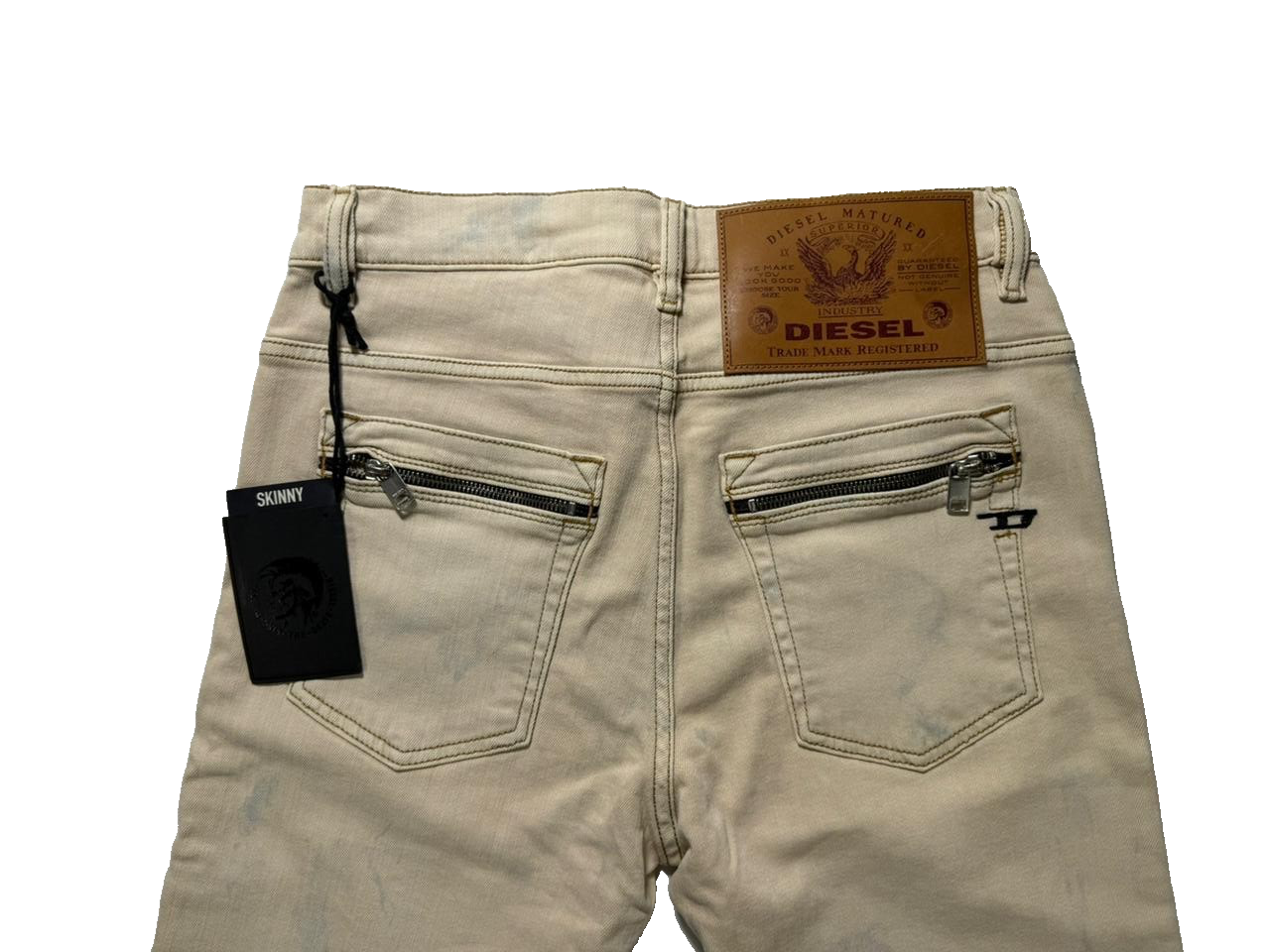 Diesel D-Amny Biker Skinny Jeans Beige Design Denim Pant | Men's | Size 30