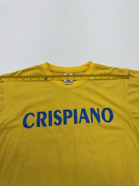 Crispiano Unisex Yellow Graphic T-Shirt Crew Neck Size M Regular Fit
