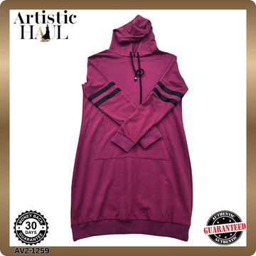 Tiana B Magenta Hoodie Dress M Long Sleeve Stripe Pocket Women