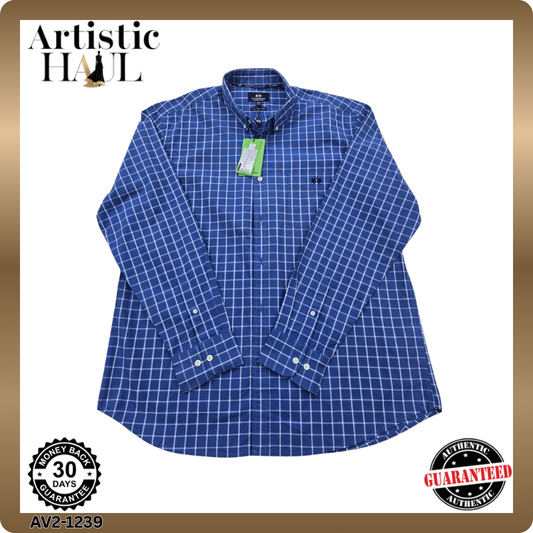 La Martina Men's Blue Shirt – Size XXL, Checked, Long Sleeve